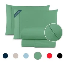 Queen Size 600 Thread Count 4-Piece Fitted Sheet Set For Box Spring Beds, Alice Brand, Luxurious Egyptian Cotton, Hemstitch. - 橄欖綠 - 查看 1