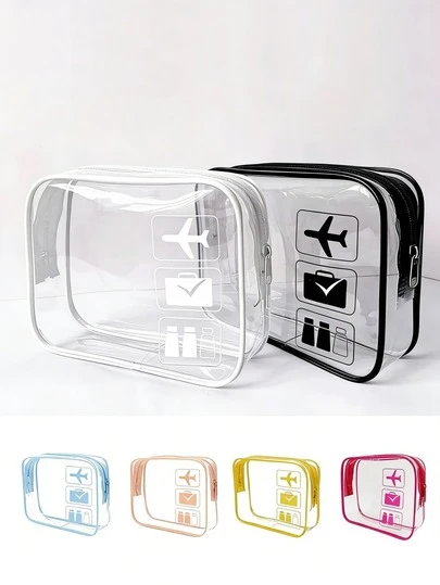 TSA Approved Clear Toiletry Bag - High Quality Travel Makeup Pouch, Suitable For All Seasons, Size Fits Carry-On Luggage. Transparent Design For Easy Viewing, Perfect For Storing Skincare And Cosmetics. Airport Carry-On Toiletry Travel Bag.