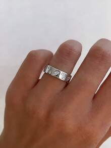 1枚闪亮几何锆石戒指，女士结婚戒指，925纯银承诺戒指，永恒戒指，精美珠宝礼品 - 幾何 - 查看 3