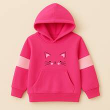 Girls' Warm Fleece Kangaroo Hoodie Sweatshirt - 玫紅色 - 查看 1