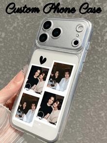1pc Customized Photo Phone Case, Transparent Phone Protective Case, Upload Your Own Photo To Create A Unique And Design. Suitable As A Gift For Best Friends, Family, And Partners. Compatible With IPhone 17/17 Pro/17 Pro Max/17 Air, 16-11/Pro/Pro Max/Plus, S20-S25/Ultra/FE/Plus/Ultra - Pixel Style, Retro Dot Print, Non-Glossy - Clear - View 5