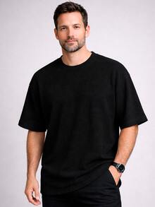 RelaxMax Men's Casual Oversized Textured Mesh Shirt Kit 2 - Black and Brown - View 4