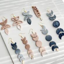 Moon Geometric Pattern Polymer Clay Cutting Mold, Soft Clay Earring Clay Cutting Mold DIY Gift Decor Ceramic Tool, Suitable For Clay Earrings And Ceramic Crafts, High Precision Clay Cutting Mold - White - View 4