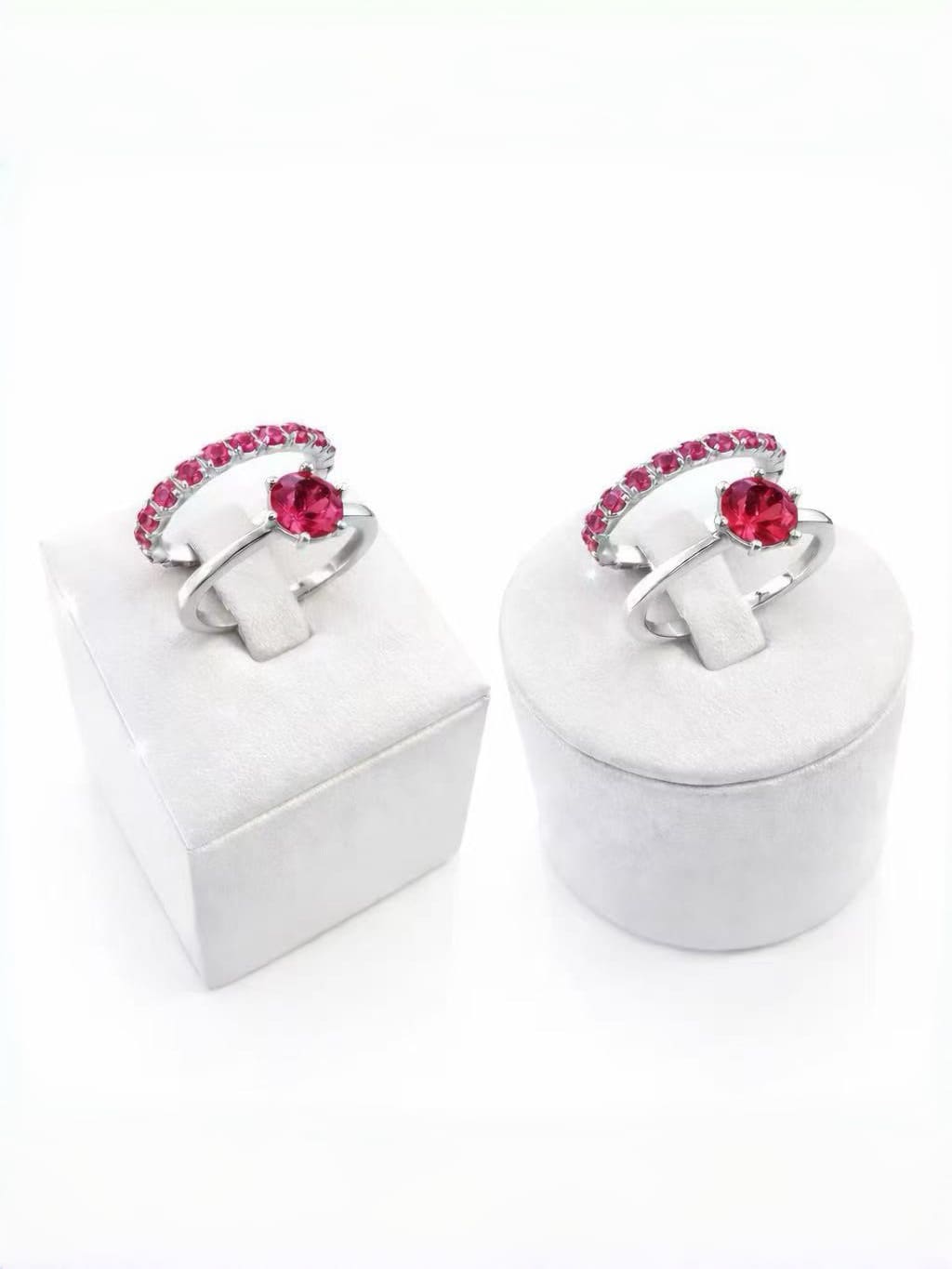 Luxury Women's Ring With Pink Cubic Zirconia, Gold Or Silver Plated - 銀色 - 查看 1