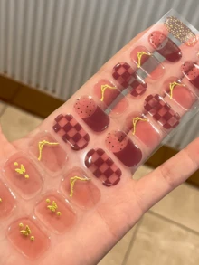 Miếng dán móng tay gel bán khô, 20 miếng, chất lượng salon, bền lâu, dễ dán và gỡ bỏ, có đèn UV. - Nhiều màu - Xem 6