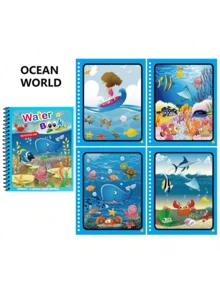 圣诞装饰魔法水彩画书，蒙特梭利玩具，可重复使用的涂色魔法水彩画书，益智玩具书（所有配件颜色和款式随机），办公，学校，绘画，学生，马克笔，文具，男孩，女孩，学习用品，水彩颜料，男孩玩具，儿童玩具，幼儿园玩具，返校季 - 彩色 - 查看 15