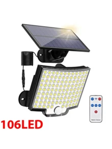 1pc Solar Outdoor Light With Dual Sensors, 106 LED Lights, 3 Lighting Modes, Solar Flood Light With Remote Control, Suitable For Yard, Garden, Garage, Patio, Alley, Outdoor, Wall From Dusk To Dawn - Multicolor - View 1