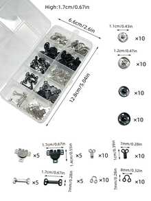 50件套缝纫钩眼扣套装，3种款式裙子钩眼扣配件包，金色扣件，适用于裙子、胸罩、裤子、连衣裙、缝纫、DIY工艺品铆钉套装 - 暗扣盒裝 - 查看 8