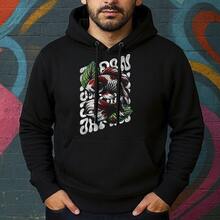 Blusa de Moletom Estampa Carpa na Folhagem Canguru Masculina Confortável Do Tamanho P ao GG - Preto - Visão 1