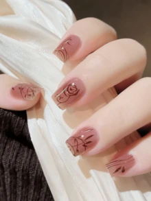 半固化凝胶美甲贴，20片装，持久耐用，沙龙级品质，易于粘贴和卸除，需配合UV灯使用 - 紫紅色 - 查看 6