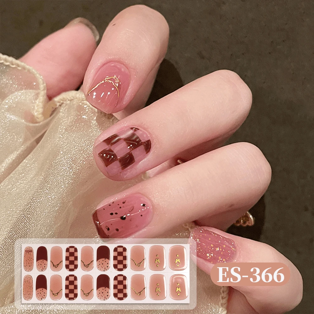 Miếng dán móng tay gel bán khô, 20 miếng, chất lượng salon, bền lâu, dễ dán và gỡ bỏ, có đèn UV.