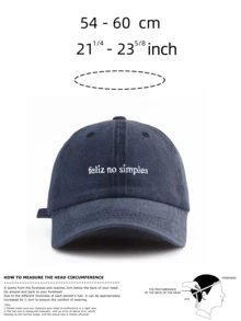 1顶男女通用复古水洗棒球帽 - “Feliz No Simples”极简葡萄牙语刺绣文字 - 海军蓝和复古色可选 - 柔软可调节老爹帽，适合巴西风格礼物 - feliz no simples - 查看 4
