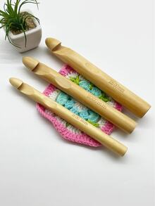 15mm/20mm/25mm Jumbo Crochet Hooks, For Large Item Crochet, Thick Rope Crochet, Chunky Blanket & Rug Crochet, Pet Bed Crochet Tools - Large Round Bamboo White Beads - View 4