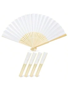 5/10/20 piezas Abanicos de mano de papel blanco plegables - Blanco - Ver 8