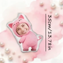Personalized Face Pillow, Sports Car, Customized Body Pillow, Unique And Fun. Suitable For Father's Day, Mother's Day, Halloween, Christmas, Christmas Eve, Valentine's Day, Birthday, Personalized Day, Veteran's Day, Thanksgiving, Easter, April Fool's Day, Carnival, Ramadan, Eid Al-Fitr, Eid Al-Adha, National Day, And Other Occasions. - Pink Pig - View 12