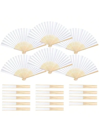 5/10/20 piezas Abanicos de mano de papel blanco plegables