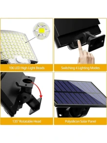 1pc Solar Outdoor Light With Dual Sensors, 106 LED Lights, 3 Lighting Modes, Solar Flood Light With Remote Control, Suitable For Yard, Garden, Garage, Patio, Alley, Outdoor, Wall From Dusk To Dawn - Multicolor - View 7