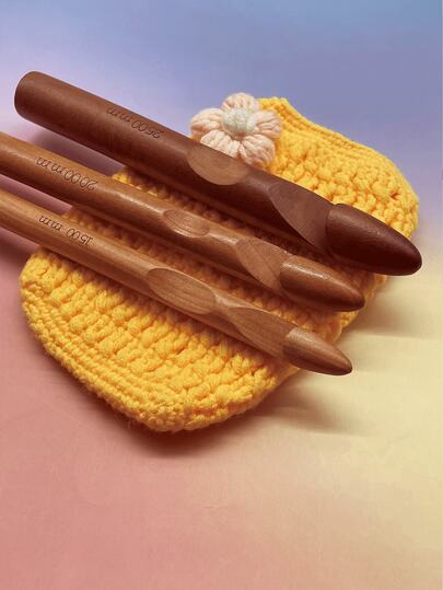 Kim móc hình trụ carbon cỡ lớn 1 chiếc (Kim móc dây thừng dày/Kim móc thảm) - Tùy chọn 15mm/20mm/25mm, Kim móc siêu dày dệt thủ công bằng sợi đuôi mèo, Dụng cụ móc bằng tre