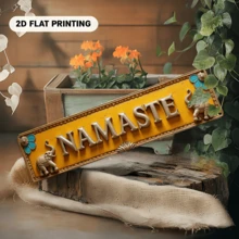 2D Flat Iron Signage, A Unique Wall-Mounted Iron Decor Item - Elephant Design With NAMASTE Text And Yellow Border. Suitable For Bars, Living Rooms, Dining Rooms, Hotels And Various Rooms, Also Can Be Used As Halloween 2025 And Christmas Decorations. This Is A Distinctive Artwork, Also Suitable As A Gift. 2D Flat Design, Perfectly Fits Indoor Decor Needs - Multicolor - View 3