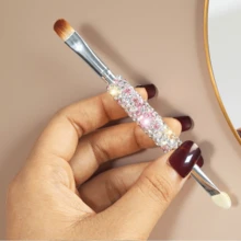 Rhinestone Dual-Ended Makeup Brushes Set - Eyeshadow, Sponge, Concealer, Eyebrow, Lip Brushes, Soft Bristles, High-Quality,Giveaways - Multicolor - View 4