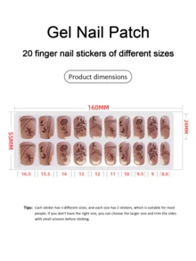 半固化凝胶美甲贴，20片装，持久耐用，沙龙级品质，易于粘贴和卸除，需配合UV灯使用 - 紫紅色 - 查看 4