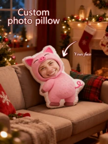 Personalized Face Pillow, Sports Car, Customized Body Pillow, Unique And Fun. Suitable For Father's Day, Mother's Day, Halloween, Christmas, Christmas Eve, Valentine's Day, Birthday, Personalized Day, Veteran's Day, Thanksgiving, Easter, April Fool's Day, Carnival, Ramadan, Eid Al-Fitr, Eid Al-Adha, National Day, And Other Occasions. - Pink Pig - View 3