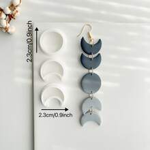 Moon Geometric Pattern Polymer Clay Cutting Mold, Soft Clay Earring Clay Cutting Mold DIY Gift Decor Ceramic Tool, Suitable For Clay Earrings And Ceramic Crafts, High Precision Clay Cutting Mold - White - View 12