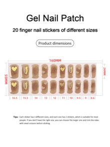 Semi Cured Gel Nail Strips, 20Pcs Long Lasting Salon Quality Wraps, Easy Apply & Remove Gel Nail Stickers With UV Light - Multicolor - View 4