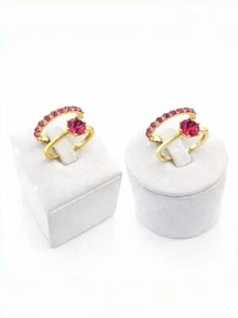 Luxury Women's Ring With Pink Cubic Zirconia, Gold Or Silver Plated - Vàng - Xem 5