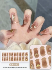 Semi Cured Gel Nail Strips, 20Pcs Long Lasting Salon Quality Wraps, Easy Apply & Remove Gel Nail Stickers With UV Light - Multicolor - View 8