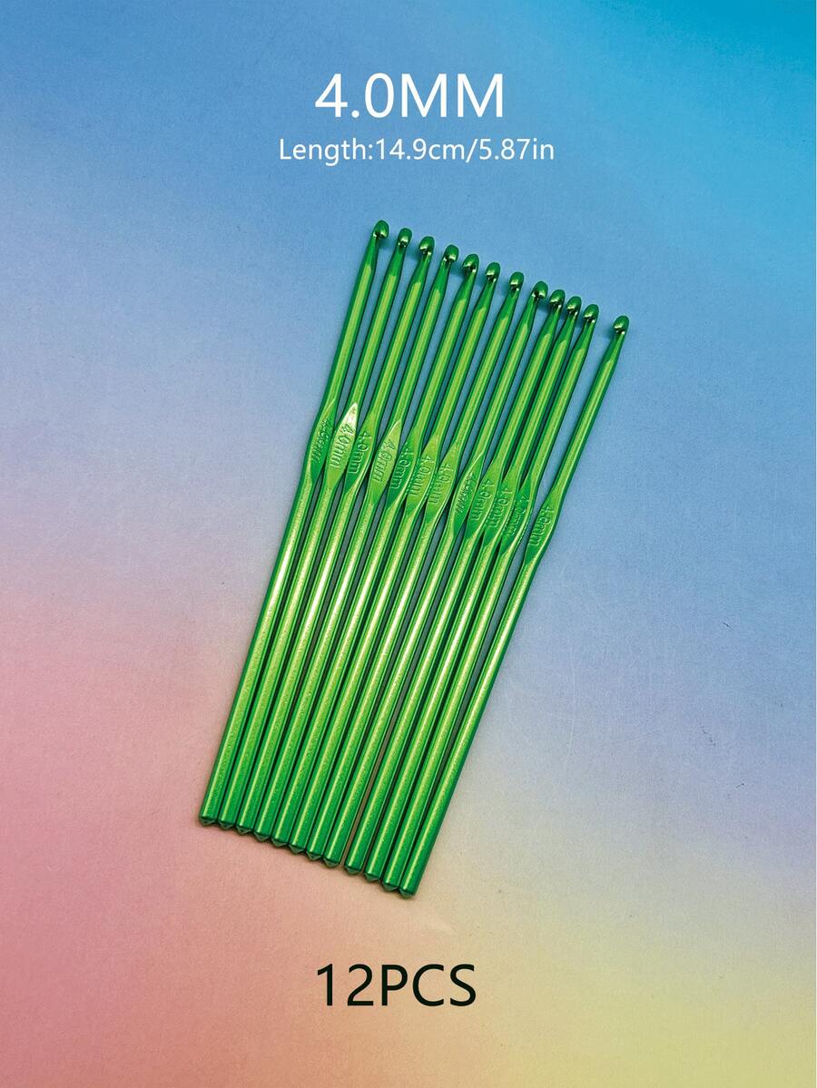 12支彩色铝制钩针套装,2.0/3.0/4.0/5.0毫米可互换单头钩针,针身光滑易握,适合围巾、帽子、毛衣、玩偶、包包和其他钩针编织项目。 - 氧化鋁鉤針12只 - 查看 1