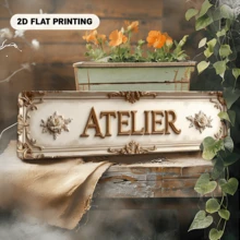 Vintage Floral Carved Iron Sign With Golden Frame - Text/Suitable For Office, Hotel Decor - Installation (Pre-Drilled) - Unique Gift - 4x16 Inch Metal Wall Decor, 2D Flat, Perfect For Room Decoration - Multicolor - View 6