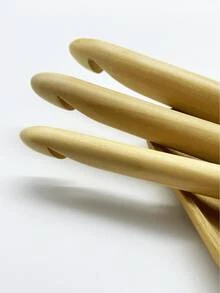 15mm/20mm/25mm Jumbo Crochet Hooks, For Large Item Crochet, Thick Rope Crochet, Chunky Blanket & Rug Crochet, Pet Bed Crochet Tools - Large Round Bamboo White Beads - View 5