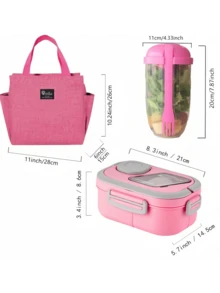 Bộ hộp cơm 3 món, bao gồm hộp cơm, túi giữ nhiệt và cốc ăn sáng, thích hợp cho công việc, trường học và các hoạt động ngoài trời. Bộ hộp cơm, cốc đựng salad, túi giữ nhiệt. Hộp cơm chia ngăn, đồ dùng học tập cho học sinh, hộp cơm, túi đựng cơm. - Nhiều màu - Xem 3