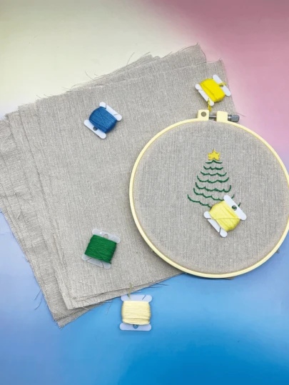 25*25cm Linen-Like Beige Fabric, 10 Sheets, Embroidery Base Cloth, Suitable For DIY Embroidery And Clothing Mending Accessories