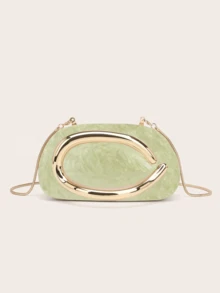 Bolso de Mano de Acrílico Milky Way para Mujer, Bolsos de Noche para Bodas con Diseño Marmoleado, Bolsos de Acrílico para Fiesta, Graduación y Cóctel - Verde pálido - Ver 8