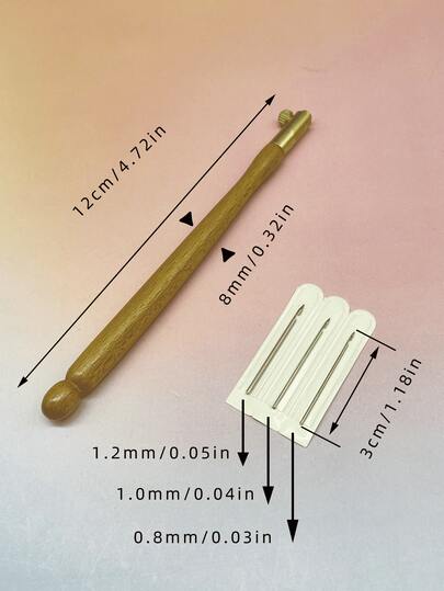 3 Interchangeable Crochet Hooks, Apricot/Brown, Comfortable Grip, Precise Steel Quality, Suitable For French Lace, Vintage, Minimalist, Boho Styles, For Beginners & Professionals, Delicate Beading, Reverse Stitching, Handmade Jewelry & Lace Crafts