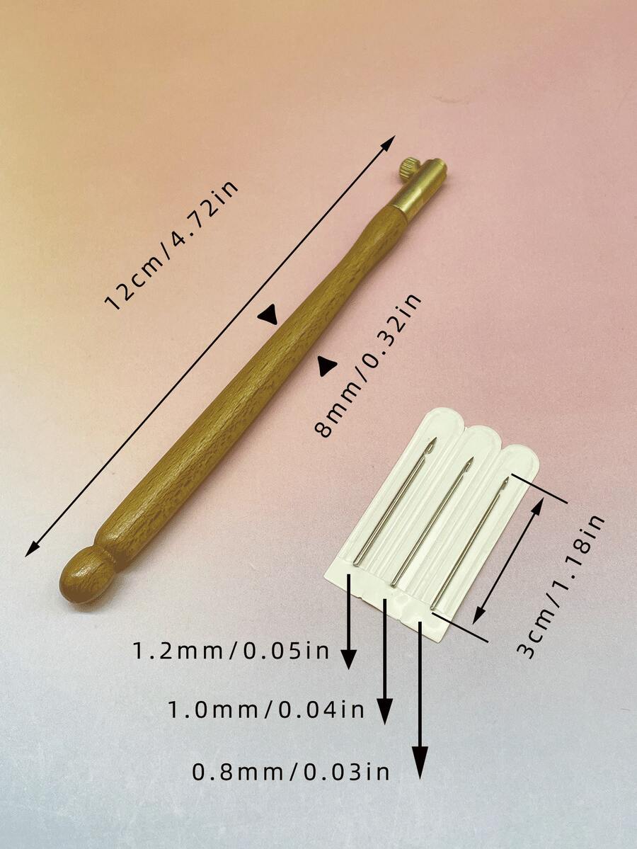 3支可互换钩针,杏色/棕色,握感舒适,精密钢材,适用于法式蕾丝、复古、极简、波西米亚风格,适合初学者和专业人士,可用于精致串珠、反向缝合、手工珠宝和蕾丝工艺品制作。 - 法式鉤針 - 查看 1