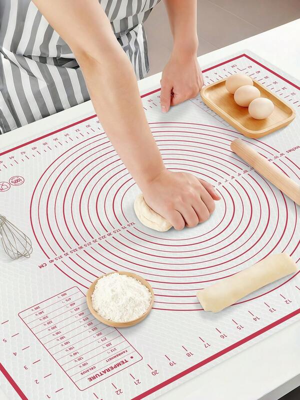 1pc Anti-Slip Dough Kneading Mat With Measurement Markings, Multipurpose Kitchen Counter Mat For Baking Bread, Dumplings, Cakes, Ideal For Holiday Parties, Home Kitchens, Christmas, Easter, Thanksgiving, Valentine's Day