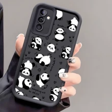 1pc Cute Panda Anti-Drop Phone Case, Thick Non-Slip Protective Cover Compatible With IPhone, Honor, - Black - View 1