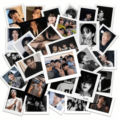 BT/JK/JN/V 组合防水贴纸，装饰拼贴人气组合应援贴纸双面高清照片卡，兼容周边卡片，收藏卡，情人节礼物，小纪念品，人气组合应援卡，迷你收藏卡，新款贺卡，卡片展示收藏品，流行音乐周边产品