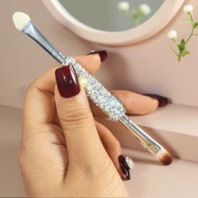 Rhinestone Dual-Ended Makeup Brushes Set - Eyeshadow, Sponge, Concealer, Eyebrow, Lip Brushes, Soft Bristles, High-Quality,Giveaways - Multicolor - View 3