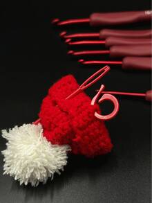 ProCraft Red Soft Handle Metal Crochet Hooks 4pcs Set, With 2 Stitch Markers, 1 Knitting Needle, All-Season DIY Crochet Tools, Suitable For Sweaters, Dolls, Shawls, Ornaments - Red Soft-handled Crochet Hook Set - View 5