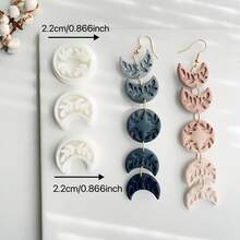 Moon Geometric Pattern Polymer Clay Cutting Mold, Soft Clay Earring Clay Cutting Mold DIY Gift Decor Ceramic Tool, Suitable For Clay Earrings And Ceramic Crafts, High Precision Clay Cutting Mold - White - View 7