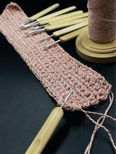 2.5-6.0mm Natural Bamboo White/Silver Colored Crochet Hooks, 8pcs/Set