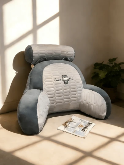 Ice Silky Fiber Fabric Headboard Cushion With Pillow Insert, Soft Padded Lumbar Support Pillow Large Backrest Ergonomic Reading Pillow, Suitable For Sofa And Bed, All-Season Home Decor, Cute Animal Theme Comfortable Reading Accessory Bed Pillow Home