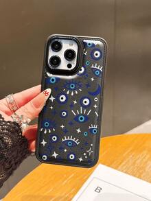 1pc New Arrival Hot-Selling Black Devil Eye Pattern Protective Phone Case Compatible With IPhone 17 Pro Max/17/17 Pro/16 Pro Max/16/16 Pro/15 Pro Max/15 Pro/15/14 Pro Max/14 Pro/14/13 Pro 13/12 Pro/12/11, Suitable As New Year, Ramadan, Holiday, Birthday Gift For Family, Friends, Girlfriend, Boyfriend Or Personal Use - Black - View 4