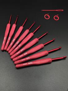 ProCraft Red Soft Handle Metal Crochet Hooks 4pcs Set, With 2 Stitch Markers, 1 Knitting Needle, All-Season DIY Crochet Tools, Suitable For Sweaters, Dolls, Shawls, Ornaments - Red Soft-handled Crochet Hook Set - View 3