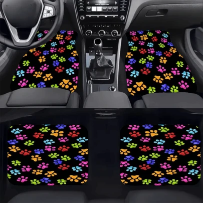 2pcs/4pcs Rainbow Dog Paw Car Floor Mats - Stylish, Easy To Clean, Suitable For All Vehicles, Provide Lasting Protection For Your Car Interior, Enhance Driving Pleasure, The Best Gift For Friends Or Family.