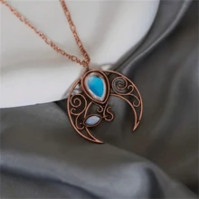 1 chiếc vòng cổ mặt dây chuyền hình trăng khuyết phong cách Bohemian cổ điển đính đá giả, phụ kiện trang sức thời trang cá nhân hóa, quà tặng cho phụ nữ dự tiệc. - Đồng - Xem 3